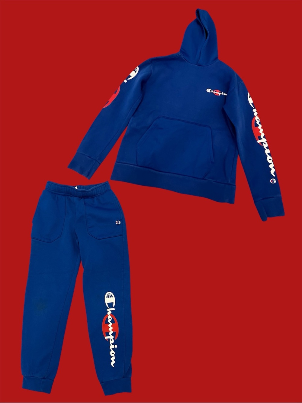 🔹CHAMPION; Boy size M, royal blue logo sweatshirt & sweatpants set preowned🔹